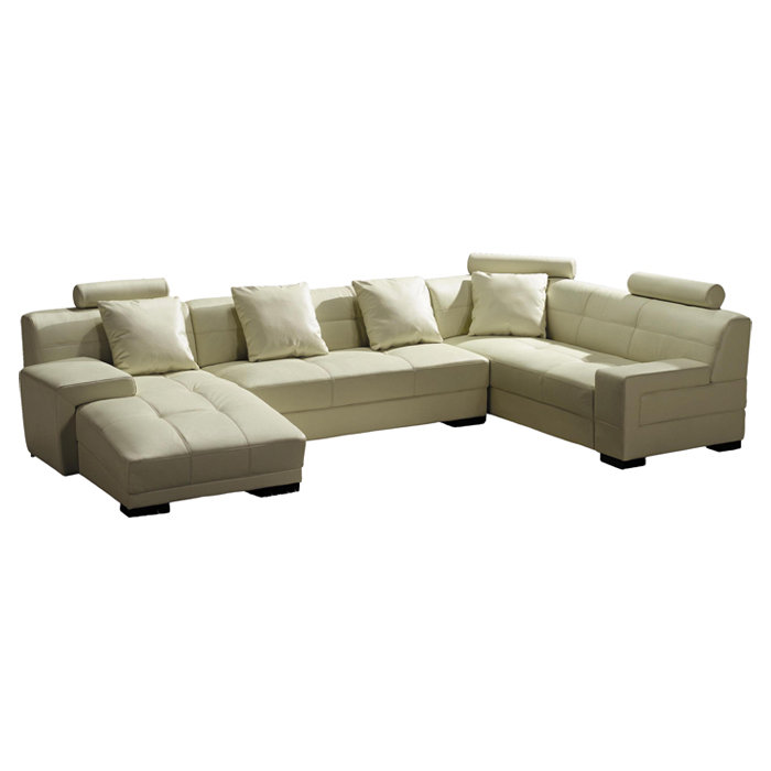 Hokku Designs Houston Leather Sectional & Reviews Wayfair